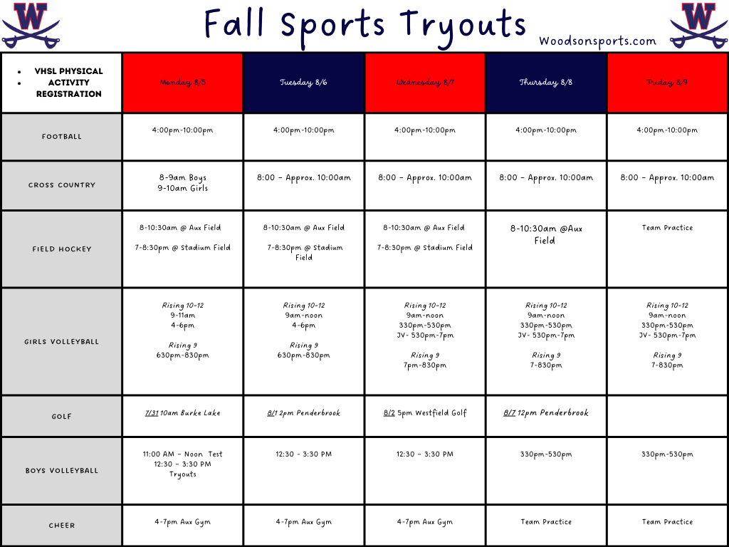 Fall Sports Tryouts