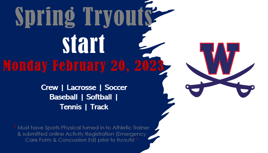 Spring Tryouts Start February 20 2023