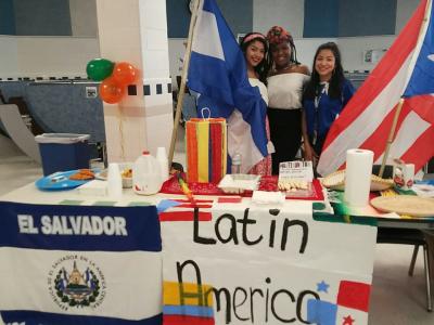 Students pose for International Night from Latin America